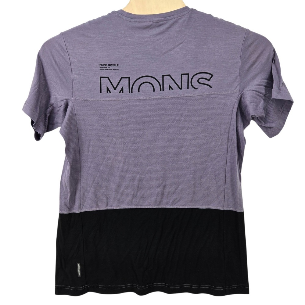 Mons Royale Merino 140 Men's Large Base Layer Purple Merino Shift Short Sleeve